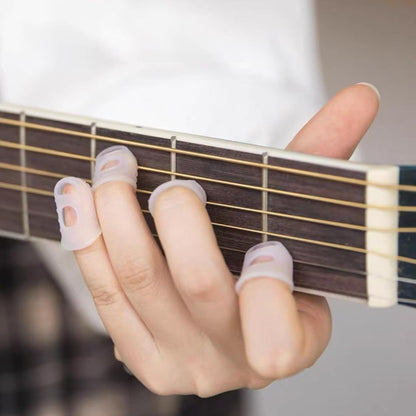 50 Pcs Guitar Silicone Finger Protector,Fingertip Protection Covers Caps in 5 Sizes for Beginner Playing Ukulele Electric Guitar and 10 Guitar Picks
