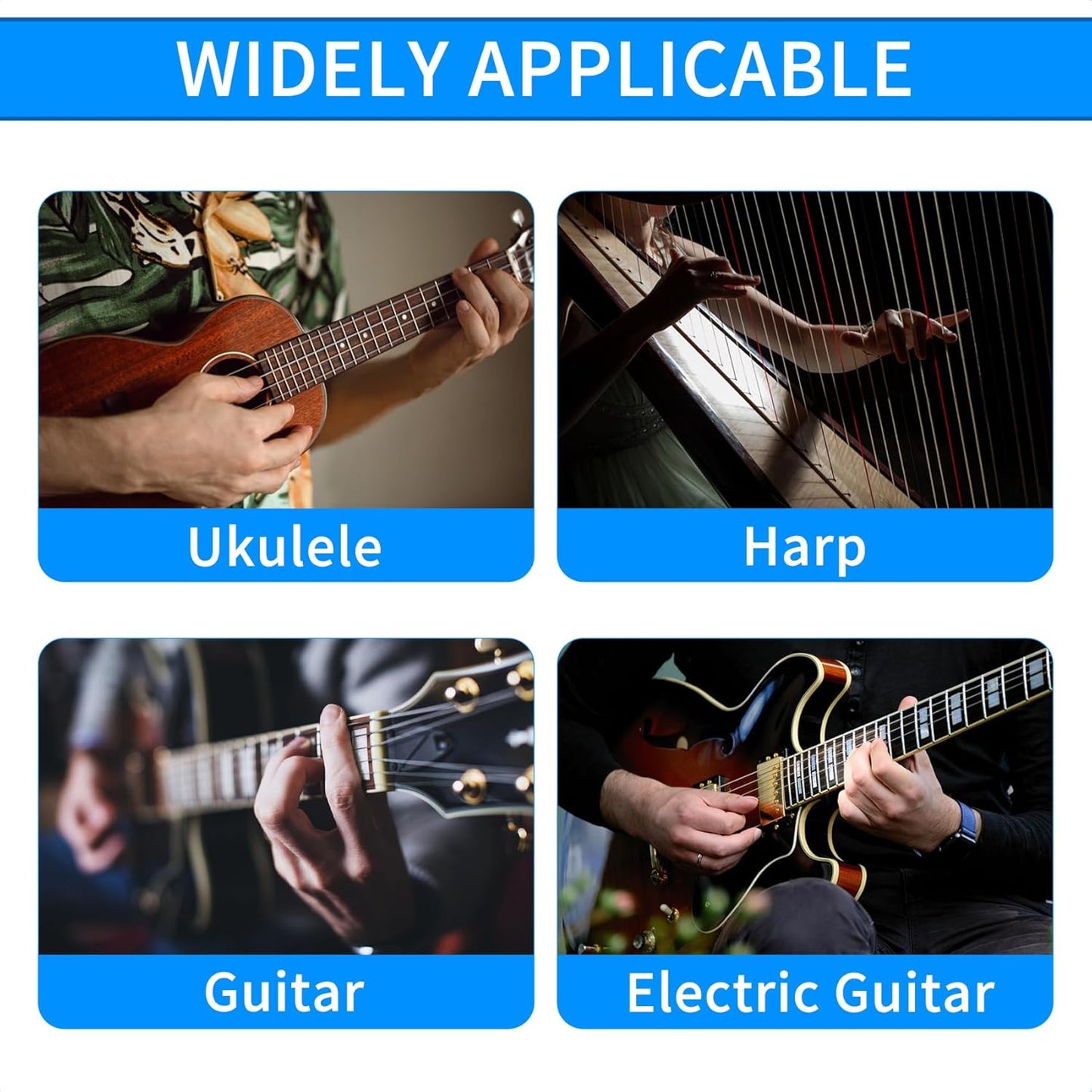 50 Pcs Guitar Silicone Finger Protector,Fingertip Protection Covers Caps in 5 Sizes for Beginner Playing Ukulele Electric Guitar and 10 Guitar Picks