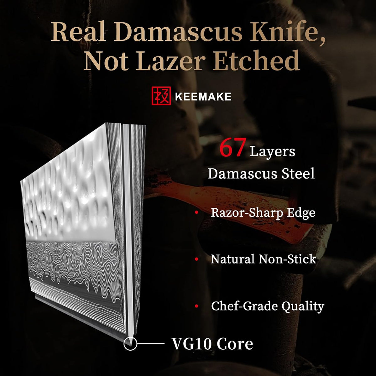 8 Inch Damascus Chef Knife, Japanese Kitchen Knife with VG10 Steel