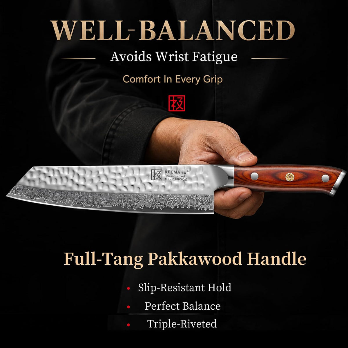 8 Inch Damascus Chef Knife, Japanese Kitchen Knife with VG10 Steel