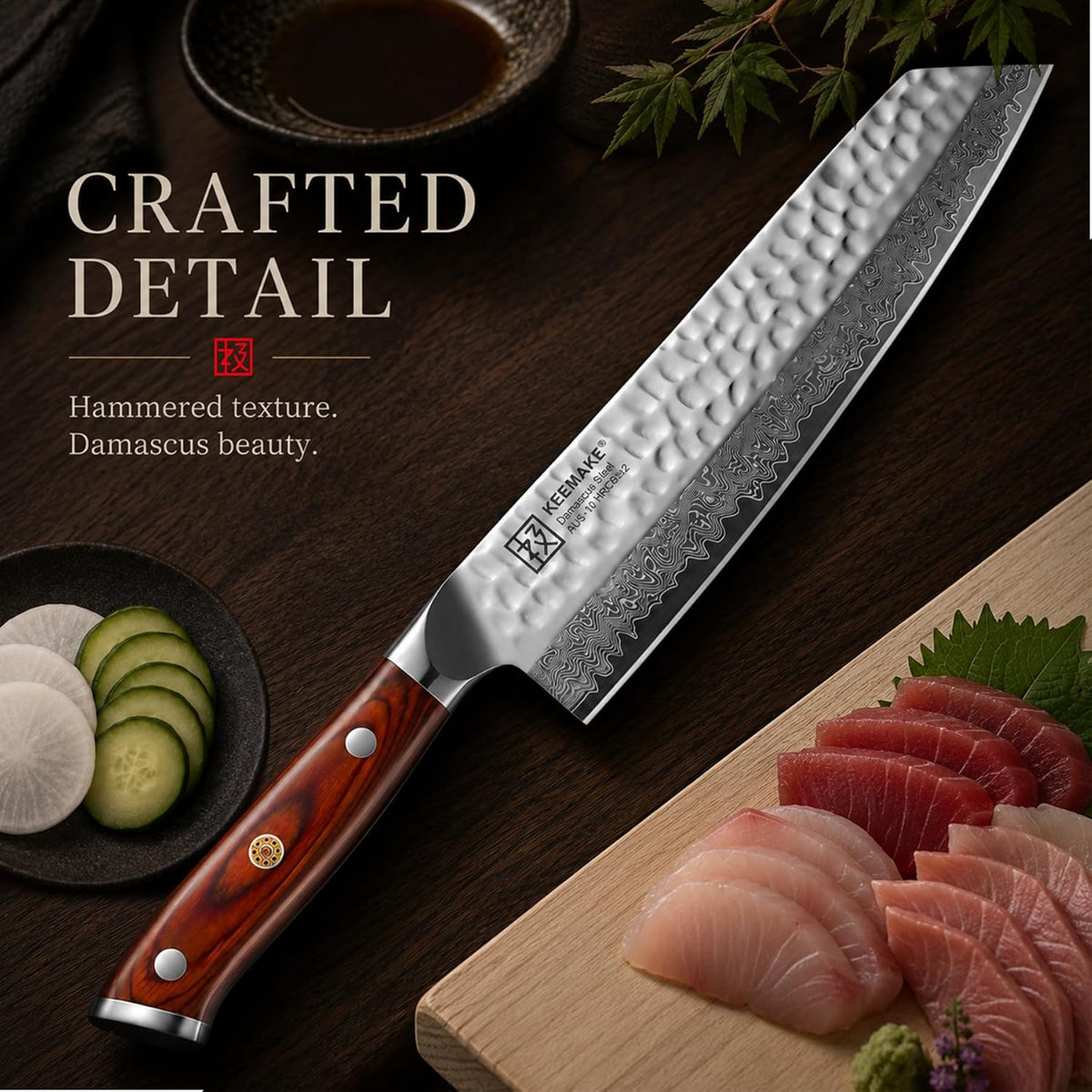 8 Inch Damascus Chef Knife, Japanese Kitchen Knife with VG10 Steel