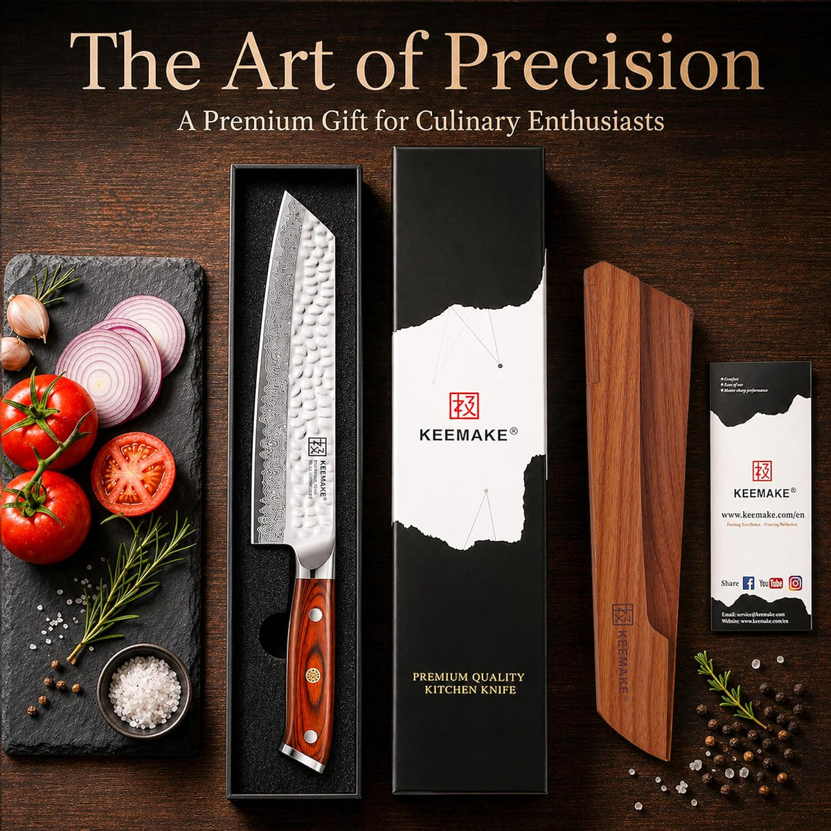 8 Inch Damascus Chef Knife, Japanese Kitchen Knife with VG10 Steel
