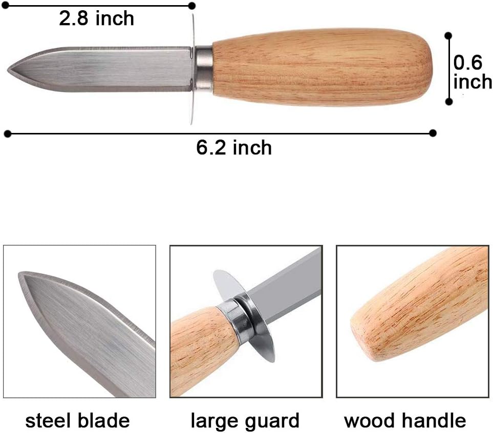10Pcs Oyster Clam Shucking Knife Opener with Wooden Handle