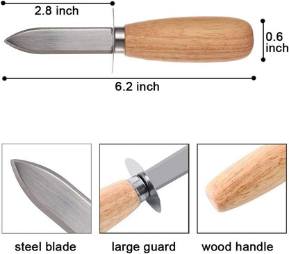 10Pcs Oyster Clam Shucking Knife Opener with Wooden Handle