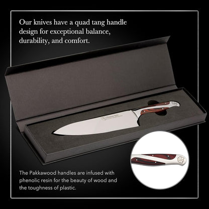 Serrated Utility Knife | German Forged High Carbon Steel | Ergonomic Quad-Tang Pakkawood Handle & Gift Box