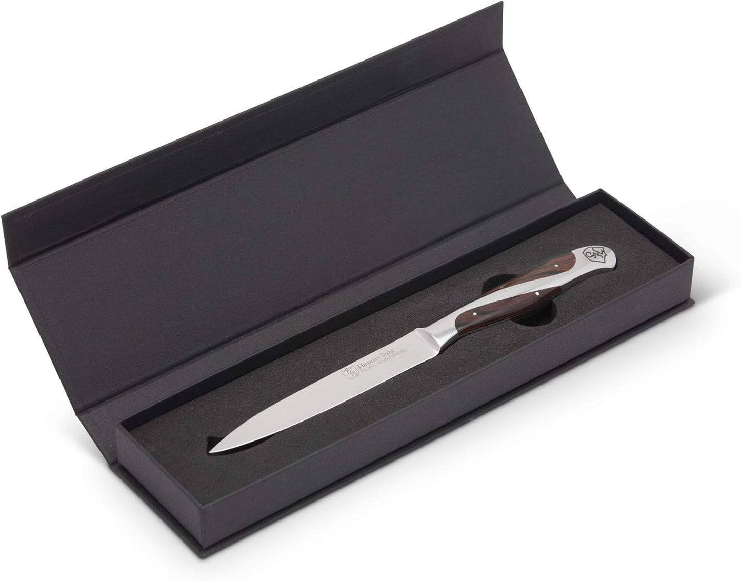 Serrated Utility Knife | German Forged High Carbon Steel | Ergonomic Quad-Tang Pakkawood Handle & Gift Box