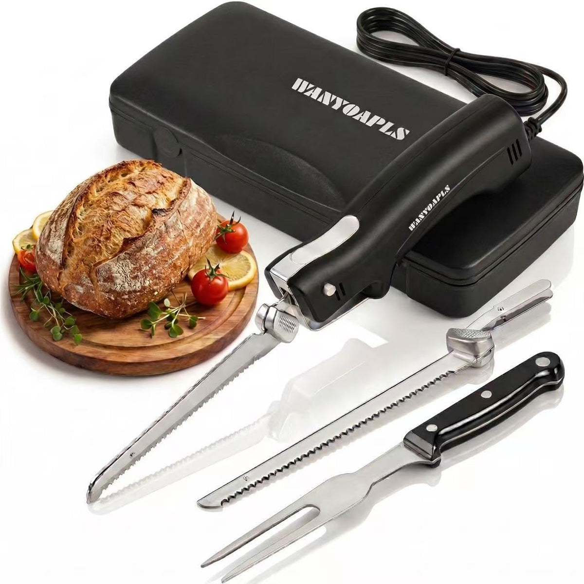 Electric Knife - Carving Knife Set, Black Ergonomic Handle Electric Knifes Cutting 2000 Times/Minute with 60-inch Power Cord, for Meat, Poultry, Bread, Brisket Slicing, Thanksgiving and Christmas Gift