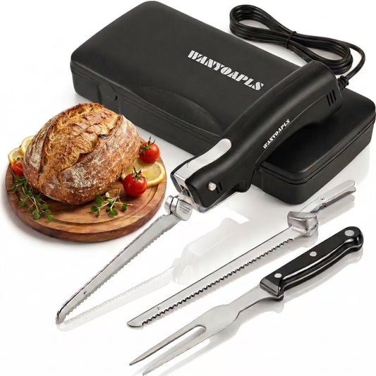 Electric Knife - Carving Knife Set, Black Ergonomic Handle Electric Knifes Cutting 2000 Times/Minute with 60-inch Power Cord, for Meat, Poultry, Bread, Brisket Slicing, Thanksgiving and Christmas Gift