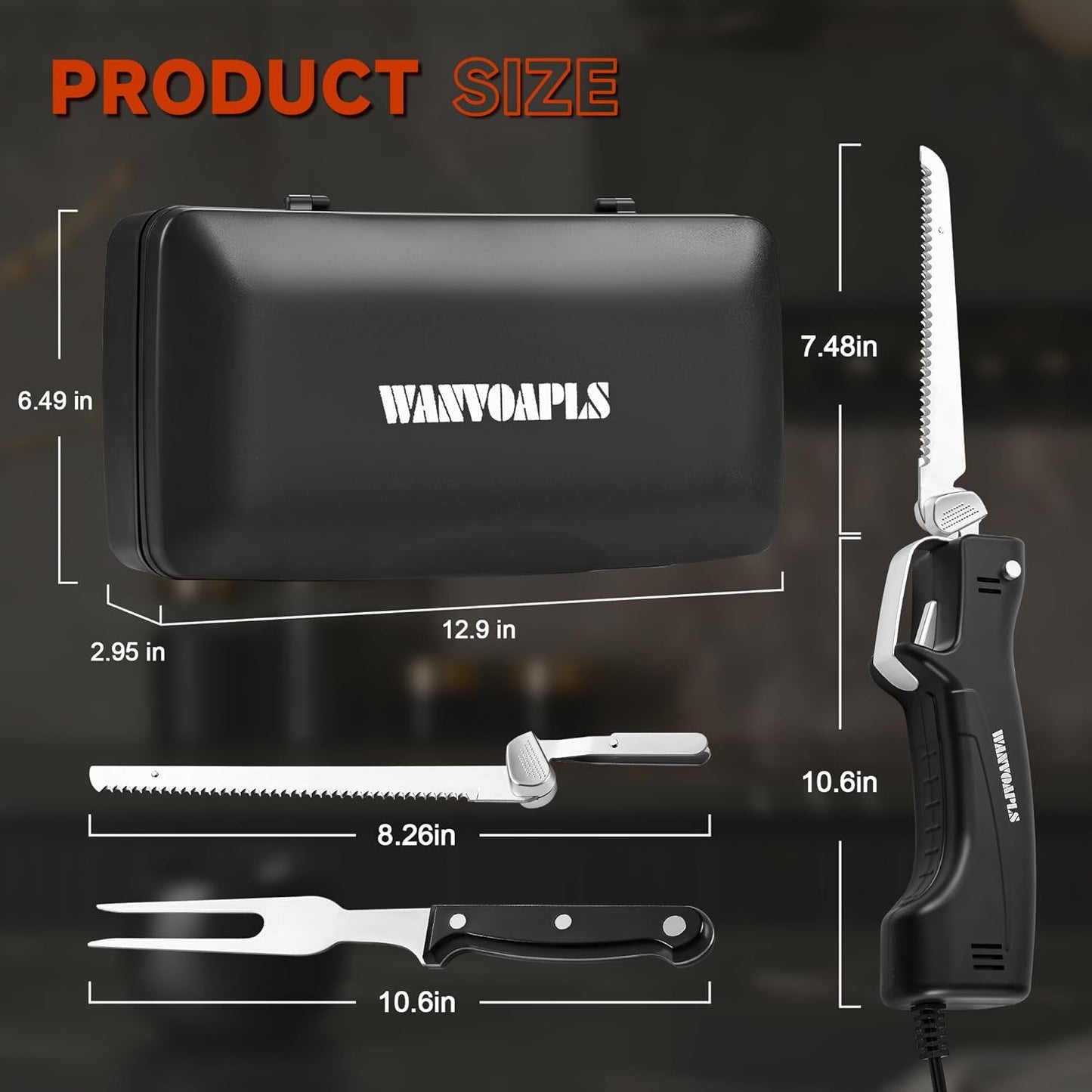 Electric Knife - Carving Knife Set, Black Ergonomic Handle Electric Knifes Cutting 2000 Times/Minute with 60-inch Power Cord, for Meat, Poultry, Bread, Brisket Slicing, Thanksgiving and Christmas Gift