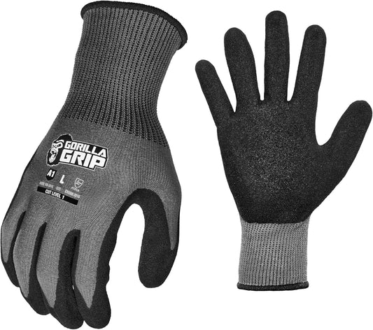A1 Precision Grip, Cut Resistant Work Gloves, Nitrile Coated, Grey - Large (27222-212B)