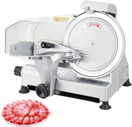 Powerful 240W Dual Motors Automatic Meat Slicer with 10" Carbon Steel Blade,10 inch Meat Slicer, 0-12mm Adjustable Thickness,Commercial/Home Use, Adjustable Thicknessfor Cheese, Veggies, Ham