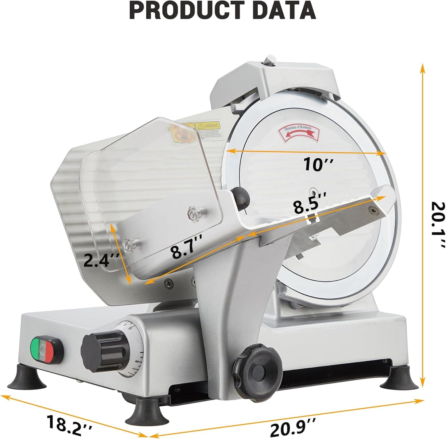 Powerful 240W Dual Motors Automatic Meat Slicer with 10" Carbon Steel Blade,10 inch Meat Slicer, 0-12mm Adjustable Thickness,Commercial/Home Use, Adjustable Thicknessfor Cheese, Veggies, Ham