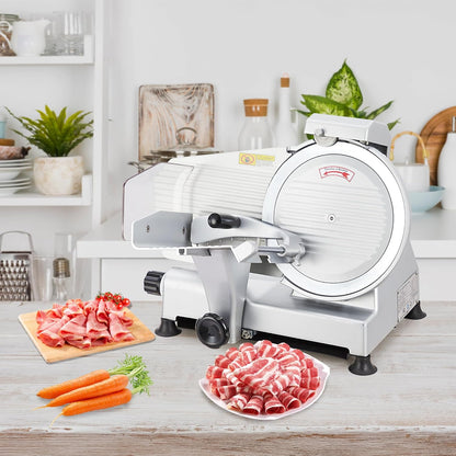 Powerful 240W Dual Motors Automatic Meat Slicer with 10" Carbon Steel Blade,10 inch Meat Slicer, 0-12mm Adjustable Thickness,Commercial/Home Use, Adjustable Thicknessfor Cheese, Veggies, Ham