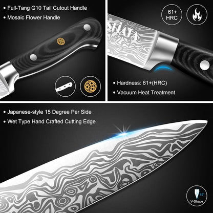 8 inch Carving Knife，Stainless Steel Brisket Slicing Knife for Meat Cutting, Razor Sharp Butcher Knife with Granton Edge for Roasts, BBQ, Turkey
