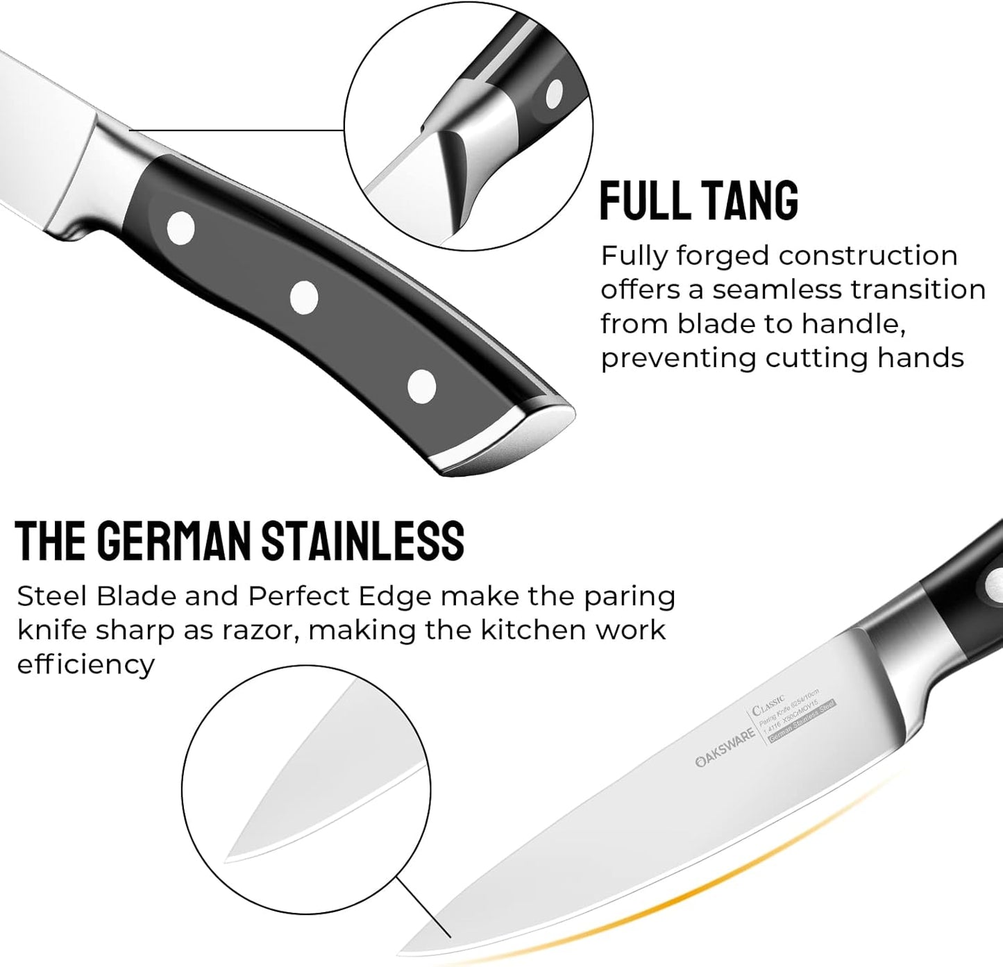 4 Inch Classic Paring Knife, German Steel Small Kitchen Knife | Razor Sharp Utility Prep Knife for Precision Peeling & Detail Cutting, Slicing & Dicing Fruits & Veggies, Ergonomic Full Tang