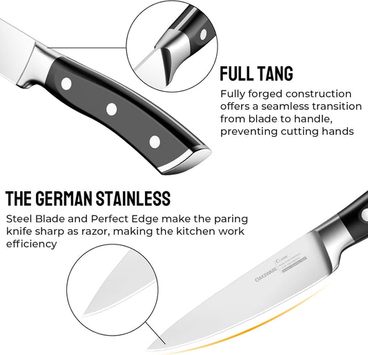 4 Inch Classic Paring Knife, German Steel Small Kitchen Knife | Razor Sharp Utility Prep Knife for Precision Peeling & Detail Cutting, Slicing & Dicing Fruits & Veggies, Ergonomic Full Tang