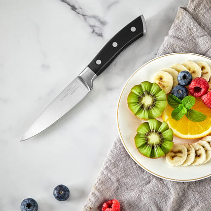 4 Inch Classic Paring Knife, German Steel Small Kitchen Knife | Razor Sharp Utility Prep Knife for Precision Peeling & Detail Cutting, Slicing & Dicing Fruits & Veggies, Ergonomic Full Tang