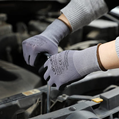 Safety Work Gloves MicroFoam Nitrile Coated-12 Pairs,Seamless Knit Nylon Gloves,Home Improvement,Micro-Foam Gloves