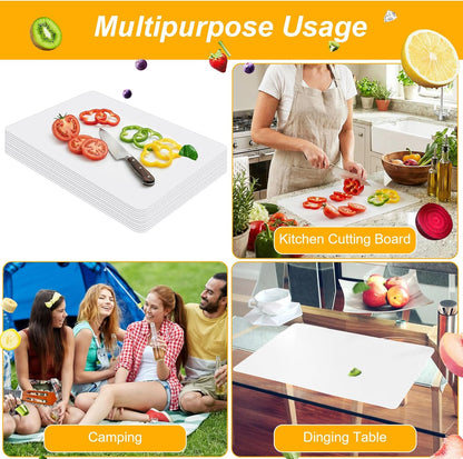 25 Pack Plastic Cutting Board Set, Clear Flexible Cutting Mats for Kitchen, BPA-Free Dishwasher Safe Placemats Table Mats, 17 x 11 Inches