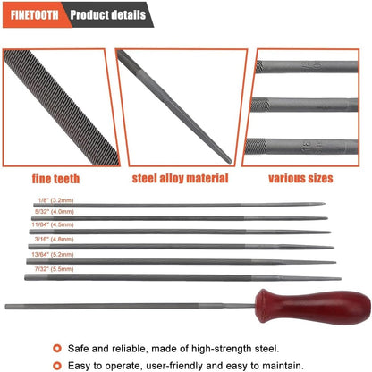 12 Pack Chainsaw File, Chainsaw Sharpener Kit, 5/32", 3/16", 7/32", 1/8", 11/64", 13/64" Round Chainsaw Sharpening, 6 Inch Flat File,Depth Gauge,Quick Check Gauge, Chain Saw Sharpener Tool