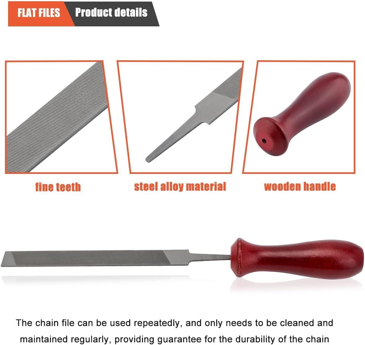 12 Pack Chainsaw File, Chainsaw Sharpener Kit, 5/32", 3/16", 7/32", 1/8", 11/64", 13/64" Round Chainsaw Sharpening, 6 Inch Flat File,Depth Gauge,Quick Check Gauge, Chain Saw Sharpener Tool