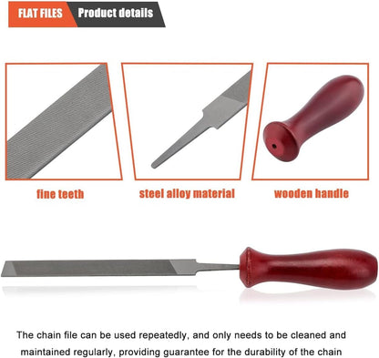 12 Pack Chainsaw File, Chainsaw Sharpener Kit, 5/32", 3/16", 7/32", 1/8", 11/64", 13/64" Round Chainsaw Sharpening, 6 Inch Flat File,Depth Gauge,Quick Check Gauge, Chain Saw Sharpener Tool