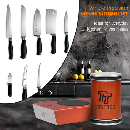 Rolling Knife Sharpener With Dual Diamond Discs (400/1000 Grit),Multi 15° & 20° Magnetic Angles Knife Sharpener Roller Tool, Strong Knife Sharpening Kit for Kitchen, Chef & Pocket Knives
