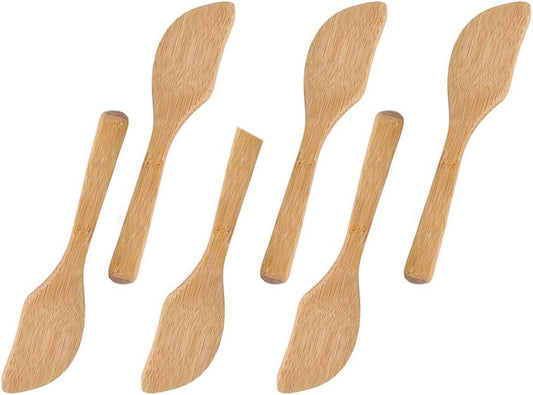 6Pcs Bamboo Butter Knife Spreader Spatula Kitchen Gadgets for Sandwich Cream Cheese Bread Bakery Cake Jam Butter Spreader Dumpling Filling Tool