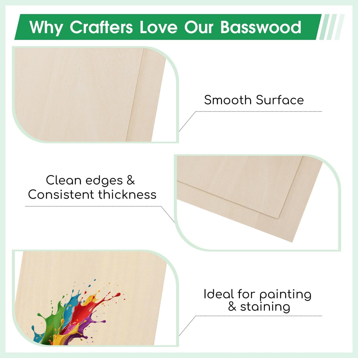 12 Pack Basswood Sheets 12"×12"×5/16" Unfinished Plywood Sheet