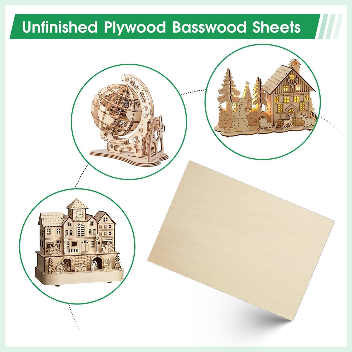12 Pack Basswood Sheets 12"×12"×5/16" Unfinished Plywood Sheet