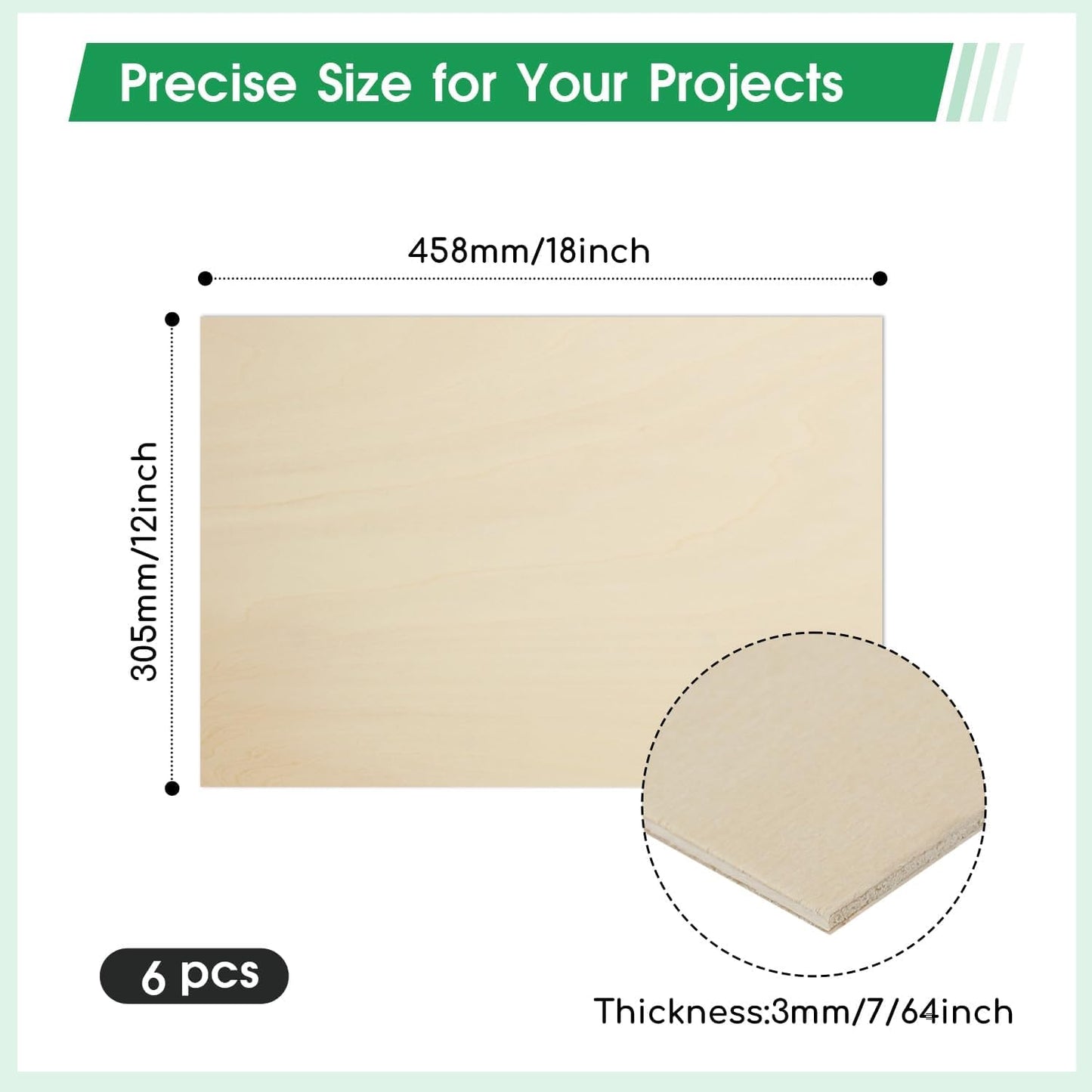 12 Pack Basswood Sheets 12"×12"×5/16" Unfinished Plywood Sheet