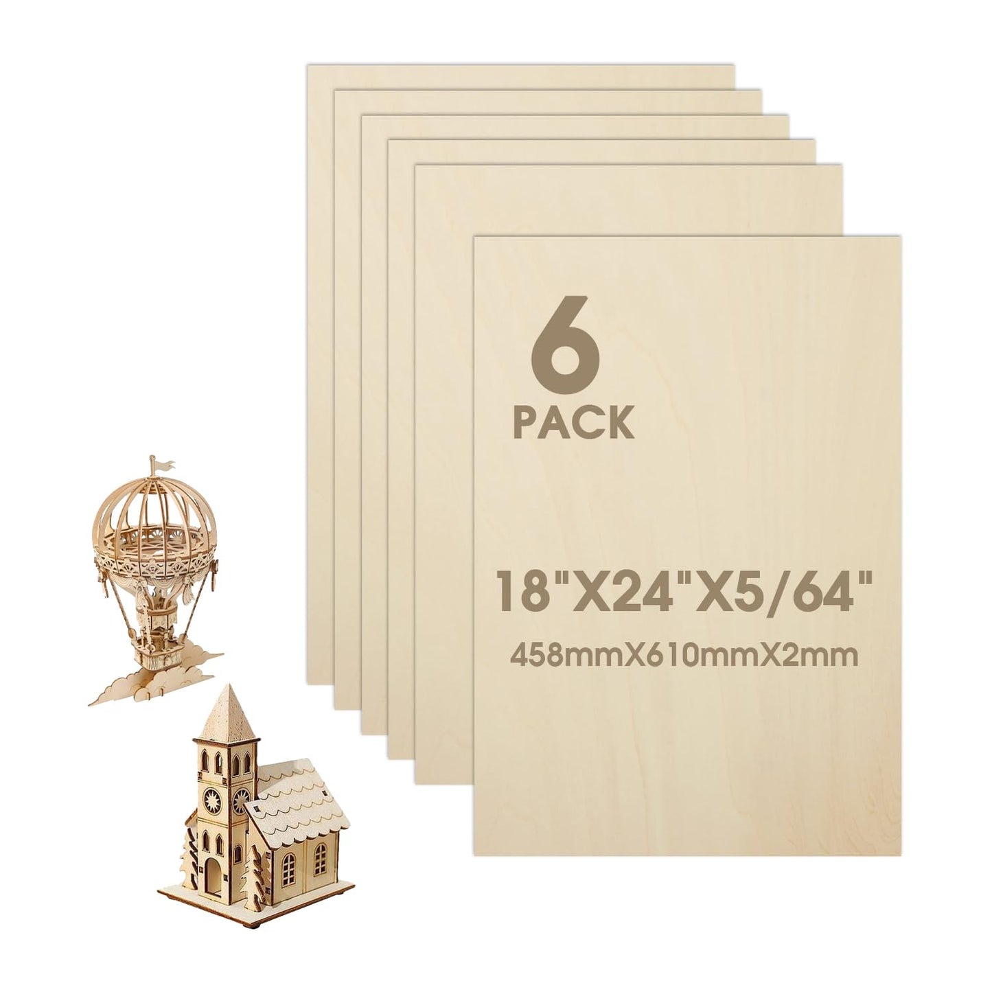 12 Pack Basswood Sheets 12"×12"×5/16" Unfinished Plywood Sheet