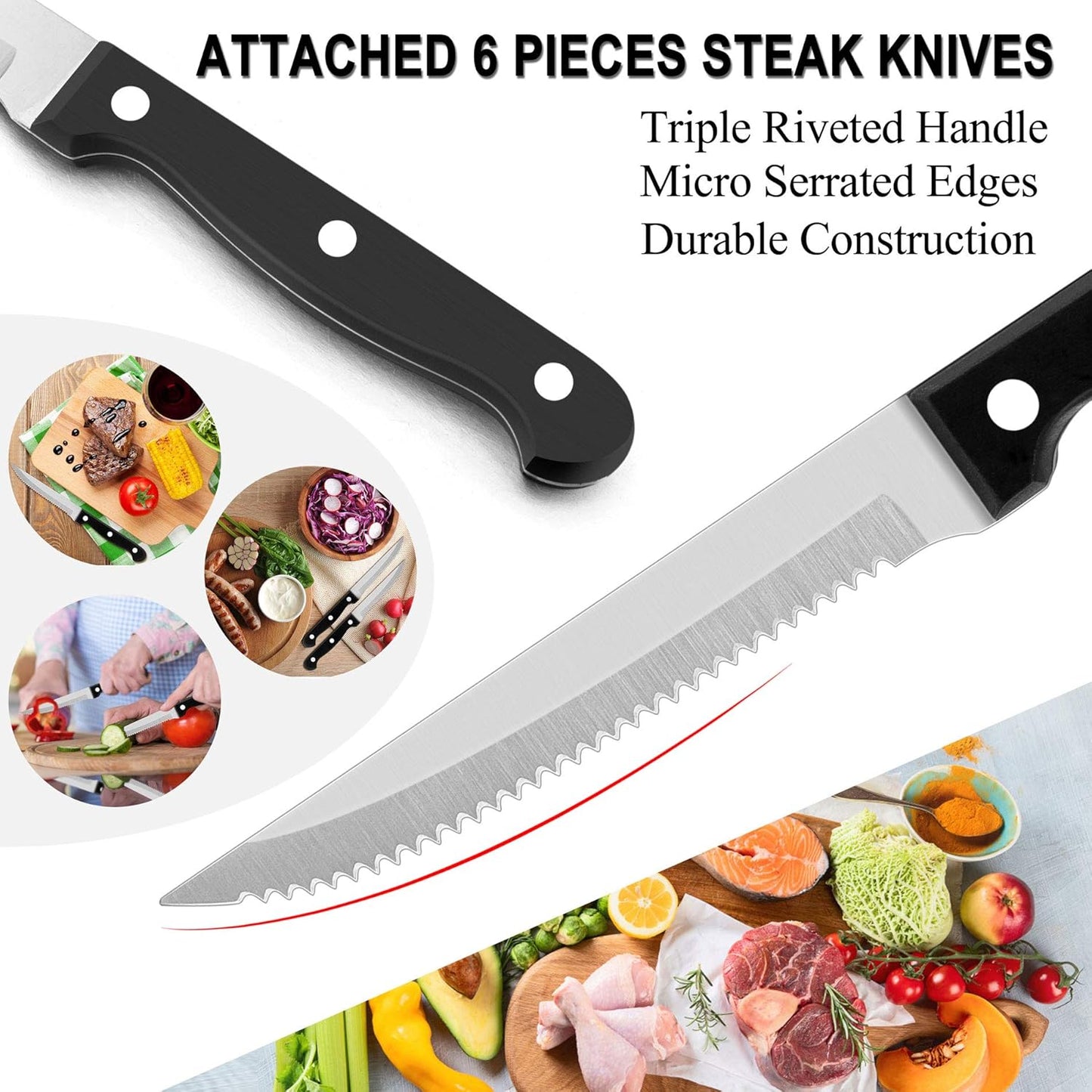 72-Piece Silverware Set with Steak Knives and Organizer Tray, Stainless Steel Cutlery Flatware Set for 12, Tableware Eating Utensils with Scalloped Edge, Dishwasher Safe, Mirror Polished