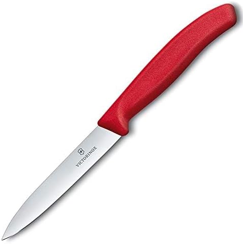 4-Inch Swiss Classic Paring Knife with Straight Blade, Spear Point, Red