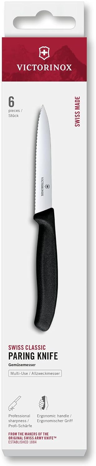 4-Inch Swiss Classic Paring Knife with Straight Blade, Spear Point, Red
