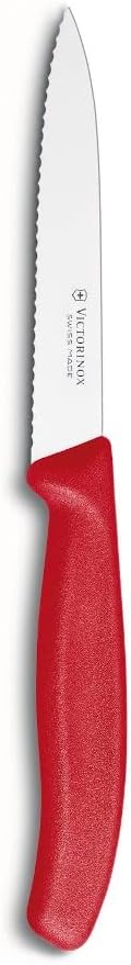 4-Inch Swiss Classic Paring Knife with Straight Blade, Spear Point, Red