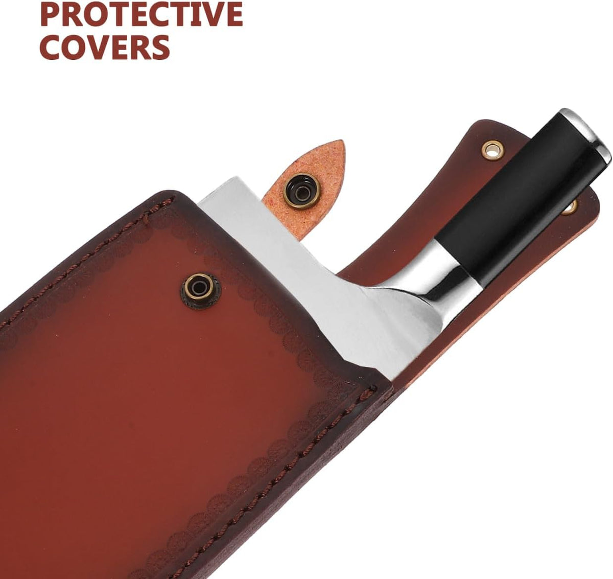 Artificial Leather Cleaver Knife Cover Boning Knife Sheath Protective Sleeve for Kitchen Storage Lightweight Portable Cutter Protector 11.41 X 4.52 X 0.39 in 1 Piece
