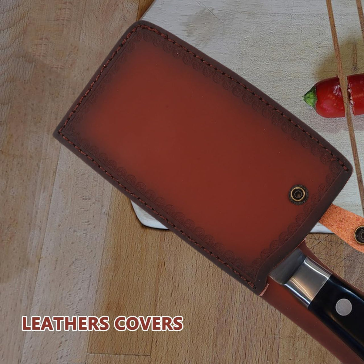 Artificial Leather Cleaver Knife Cover Boning Knife Sheath Protective Sleeve for Kitchen Storage Lightweight Portable Cutter Protector 11.41 X 4.52 X 0.39 in 1 Piece