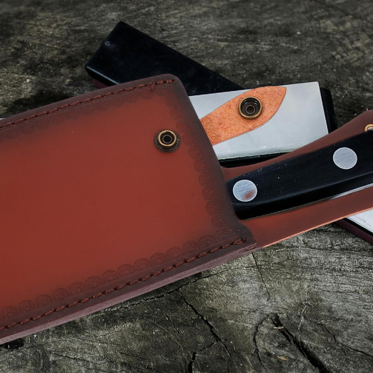 Artificial Leather Cleaver Knife Cover Boning Knife Sheath Protective Sleeve for Kitchen Storage Lightweight Portable Cutter Protector 11.41 X 4.52 X 0.39 in 1 Piece