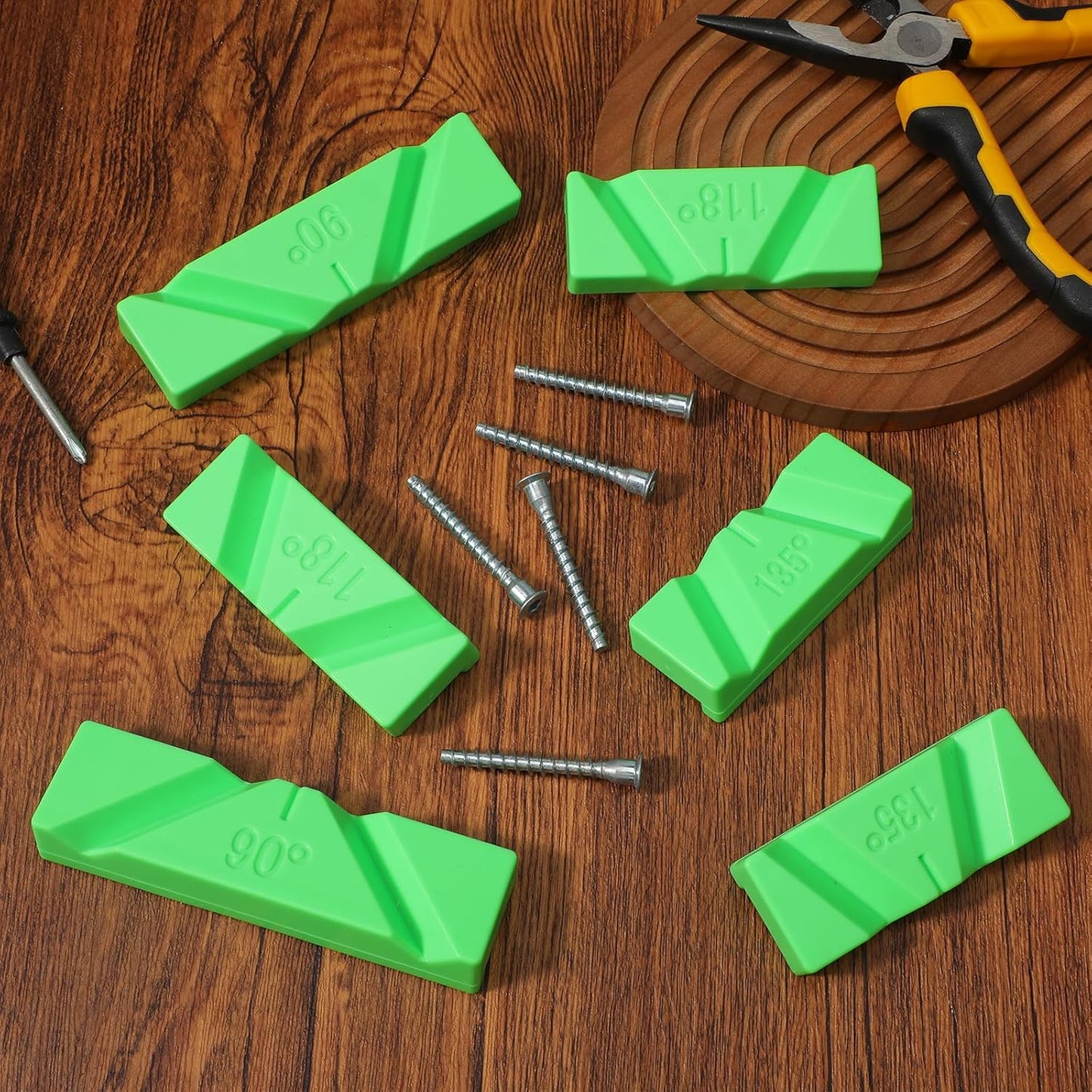 6 Pcs Drill Bit Sharpening Guide Jig, Drill Bit Sharpener for Bench Grinder, 90°, 118°, 135° Angle No Power Required for Regrinding Dull Twist Bits