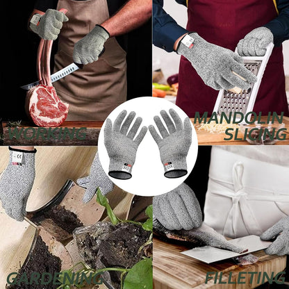 2Oyster Knife Wooden Handle Oyster Shucking Knife Stainless Steel with 2Pairs Level 5 Cut-Resistant Gloves, Oyster Shucker Opener for Kitchen