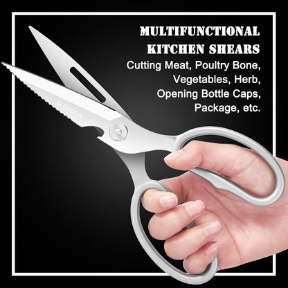 Heavy Duty Poultry Shears That Come Apart, All Purpose Kitchen Shears for Food,3Cr14 Fully Forged Stainless Steel Sharp Blades for Chicken,Meat,Seafood,Herbs Kitchen Scissors, Large, Natural