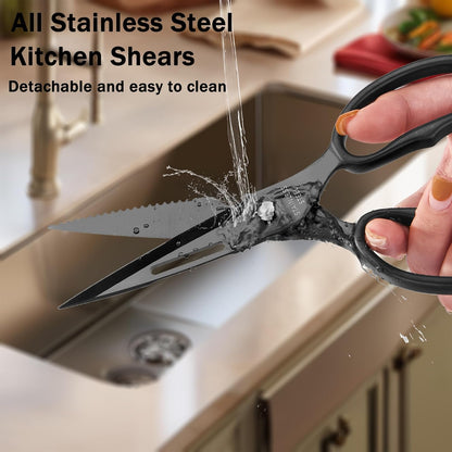 Heavy Duty Poultry Shears That Come Apart, All Purpose Kitchen Shears for Food,3Cr14 Fully Forged Stainless Steel Sharp Blades for Chicken,Meat,Seafood,Herbs Kitchen Scissors, Large, Natural