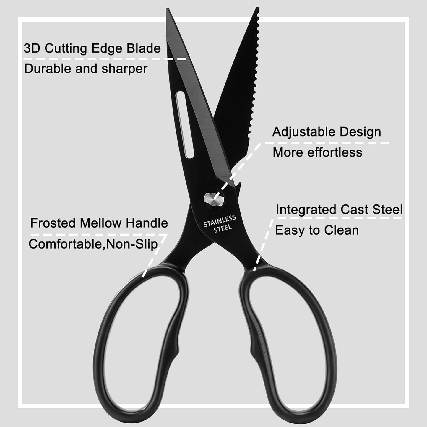 Heavy Duty Poultry Shears That Come Apart, All Purpose Kitchen Shears for Food,3Cr14 Fully Forged Stainless Steel Sharp Blades for Chicken,Meat,Seafood,Herbs Kitchen Scissors, Large, Natural