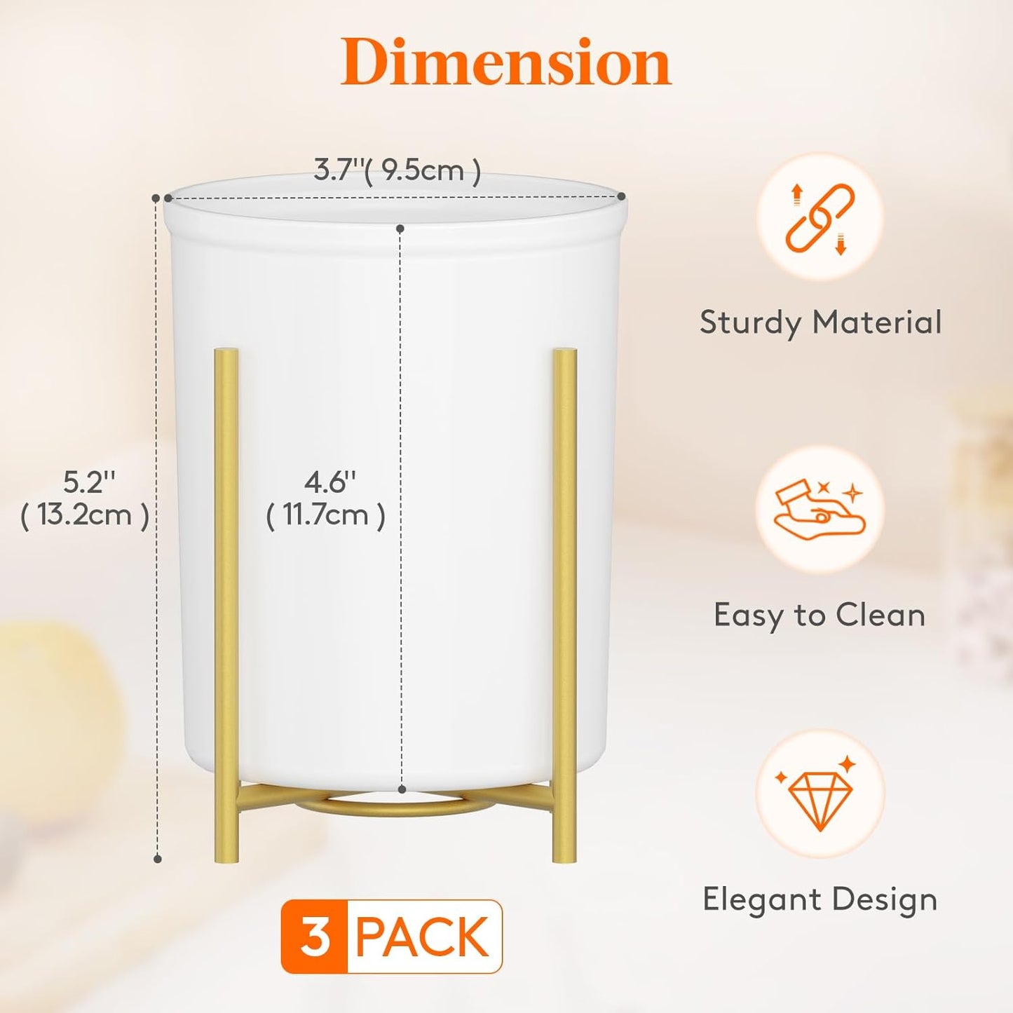 Plastic Silverware Holder for Kitchen Countertop, Cutlery Flatware Caddy with Metal Bracket, Utensil Spoon Fork knives Organizer for Party Picnic, Gold, 3 Pack