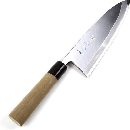 Japanese Sushi Fillet Chef Knife Shiroko(White Steel)-No.2 D-Shape Magnolia Wood Handle, Deba 8.3-inch (210mm)