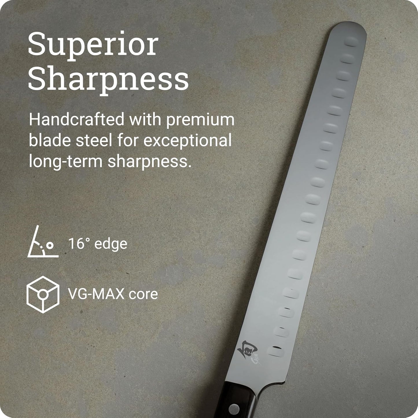Classic 12" Hollow Ground Brisket Knife, Handcrafted Japanese Meat Carving Knife with Wooden Saya Sheath, VG-MAX Core with Damascus Stainless Steel Cladding, Pakkawood Handle