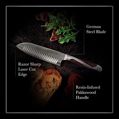 5.5 Inch Japanese Style Santoku Knife | | High Carbon Stainless Steel Kitchen Knife | Razor Sharp Multipurpose Chopping Knife for Meat, Vegetable & Fruit with Ergonomic Handle & Gift Box