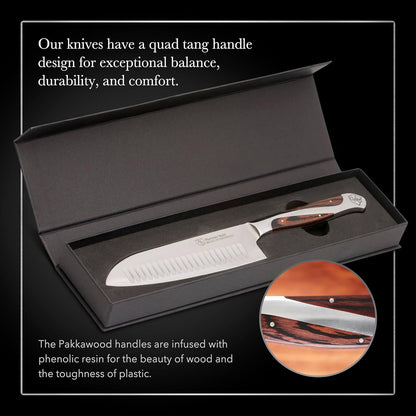 5.5 Inch Japanese Style Santoku Knife | | High Carbon Stainless Steel Kitchen Knife | Razor Sharp Multipurpose Chopping Knife for Meat, Vegetable & Fruit with Ergonomic Handle & Gift Box