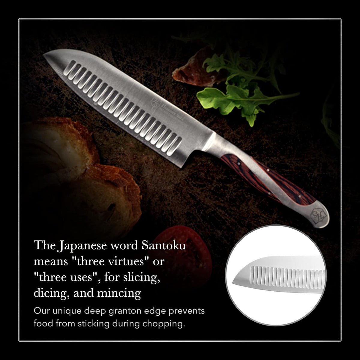 5.5 Inch Japanese Style Santoku Knife | | High Carbon Stainless Steel Kitchen Knife | Razor Sharp Multipurpose Chopping Knife for Meat, Vegetable & Fruit with Ergonomic Handle & Gift Box